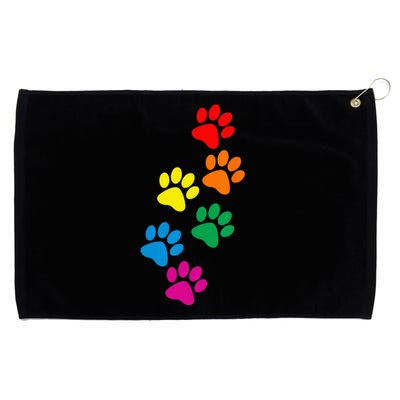 Dog Paw Print Dog Pride Rainbow Dog Grommeted Golf Towel