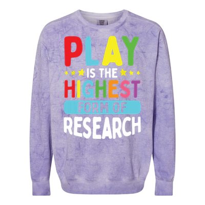 Daycare Provider Play Highest Research Childcare Teacher Colorblast Crewneck Sweatshirt