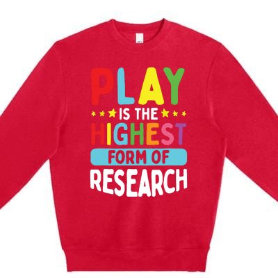 Daycare Provider Play Highest Research Childcare Teacher Premium Crewneck Sweatshirt