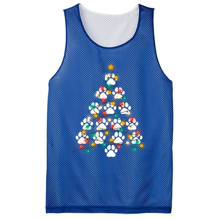 Dog Paw Print Puppy Christmas Tree Lights Cool Xmas Dogs Gift Mesh Reversible Basketball Jersey Tank