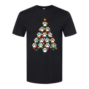 Dog Paw Print Puppy Christmas Tree Lights Cool Xmas Dogs Gift Softstyle CVC T-Shirt