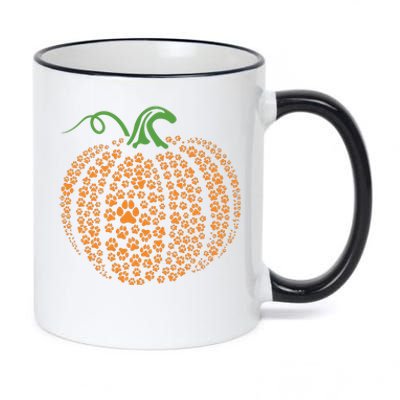 Dog Paw Print Pumpkin Autumn Fall Animal Lover Halloween 11oz Black Color Changing Mug