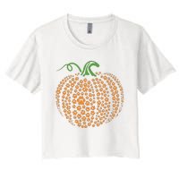 Dog Paw Print Pumpkin Autumn Fall Animal Lover Halloween Women's Crop Top Tee