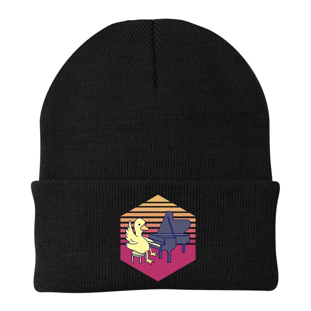 Duck Playing Piano Vintage Gift Beanie