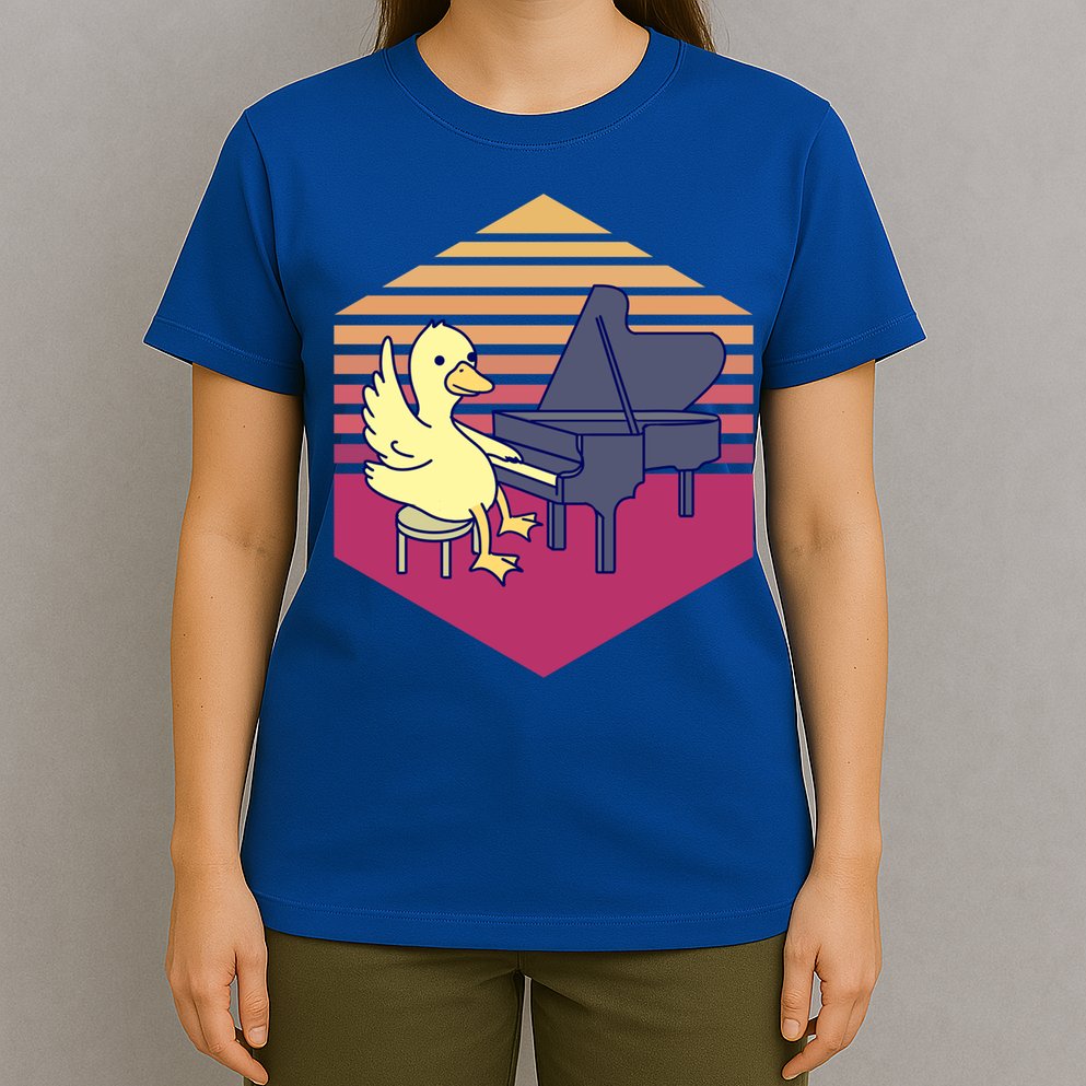 Duck Playing Piano Vintage Gift T-Shirt