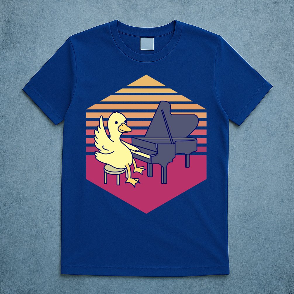 Duck Playing Piano Vintage Gift T-Shirt