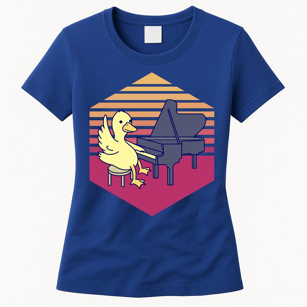 Duck Playing Piano Vintage Gift Womens T-Shirt