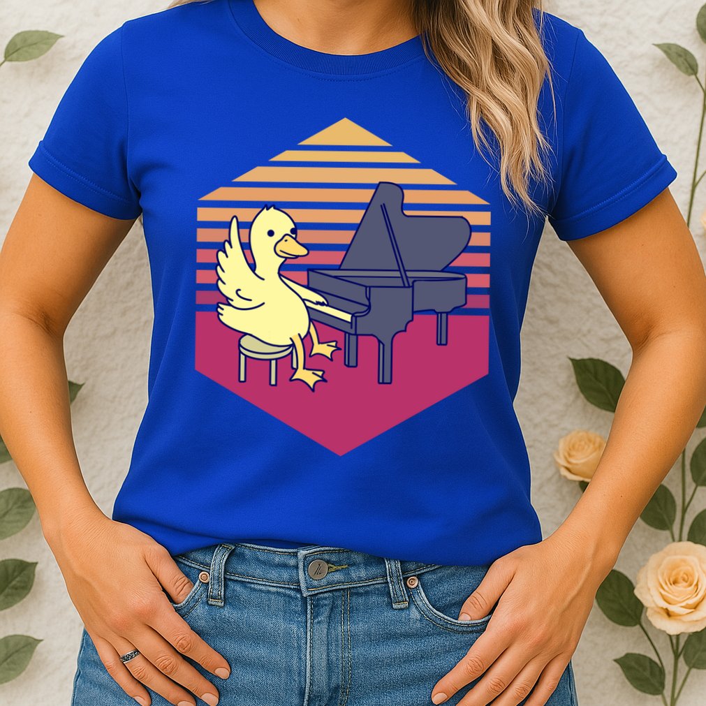 Duck Playing Piano Vintage Gift Womens T-Shirt