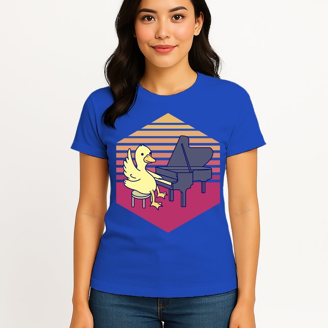Duck Playing Piano Vintage Gift Womens T-Shirt