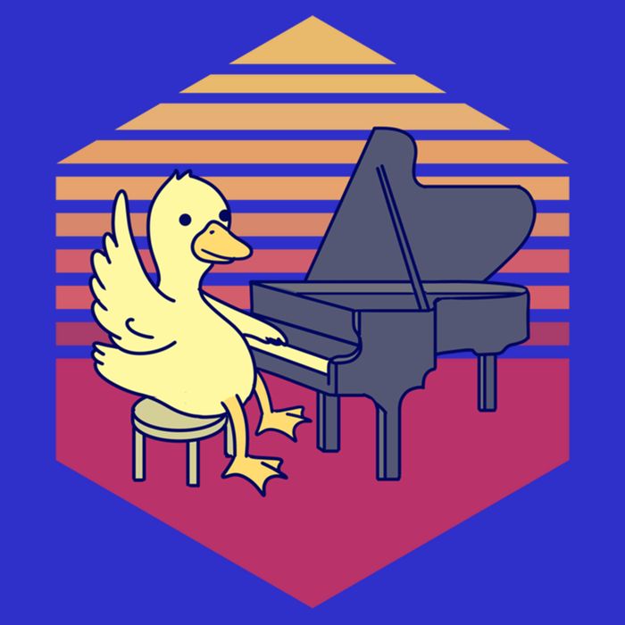 Duck Playing Piano Vintage Gift Womens T-Shirt