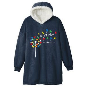 Dandelion Puzzle Piece Cool Autism Awareness Gift Hooded Wearable Blanket