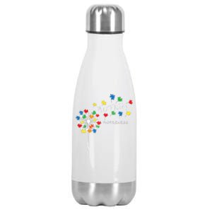 Dandelion Puzzle Piece Cool Autism Awareness Gift Stainless Steel Insulated Water Bottle