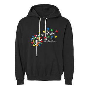 Dandelion Puzzle Piece Cool Autism Awareness Gift Garment-Dyed Fleece Hoodie