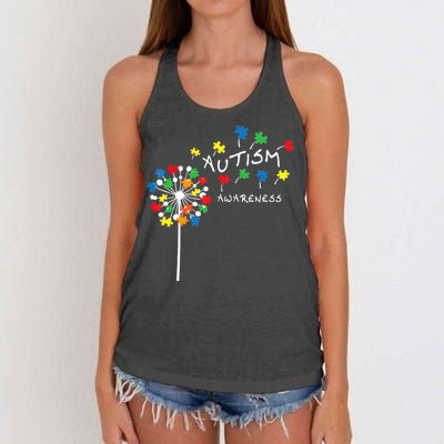 Dandelion Puzzle Piece Cool Autism Awareness Gift Women's Knotted Racerback Tank