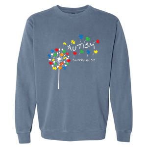 Dandelion Puzzle Piece Cool Autism Awareness Gift Garment-Dyed Sweatshirt