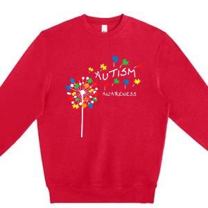 Dandelion Puzzle Piece Cool Autism Awareness Gift Premium Crewneck Sweatshirt