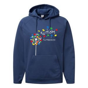 Dandelion Puzzle Piece Cool Autism Awareness Gift Performance Fleece Hoodie