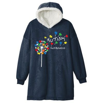 Dandelion Puzzle Piece Cool Autism Awareness Gift Hooded Wearable Blanket