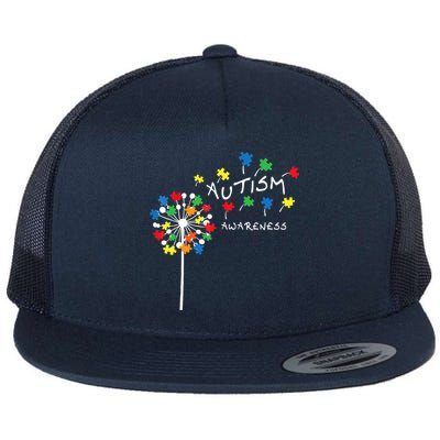 Dandelion Puzzle Piece Cool Autism Awareness Gift Flatbill Hat