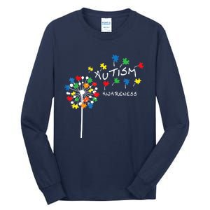 Dandelion Puzzle Piece Cool Autism Awareness Gift Tall Long Sleeve T-Shirt