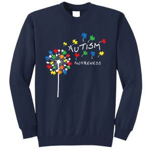 Dandelion Puzzle Piece Cool Autism Awareness Gift Tall Sweatshirt