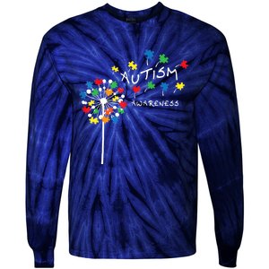 Dandelion Puzzle Piece Cool Autism Awareness Gift Tie-Dye Long Sleeve Shirt