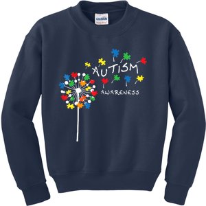 Dandelion Puzzle Piece Cool Autism Awareness Gift Kids Sweatshirt