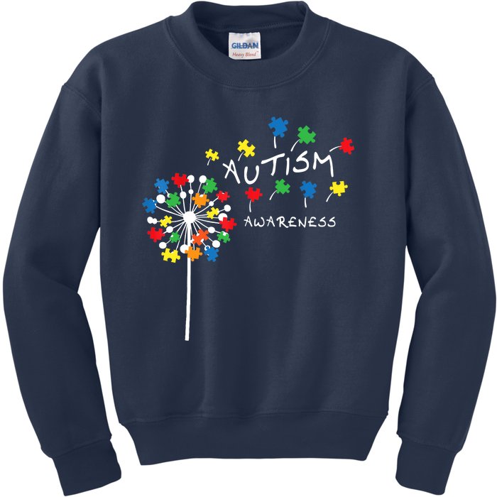 Dandelion Puzzle Piece Cool Autism Awareness Gift Kids Sweatshirt