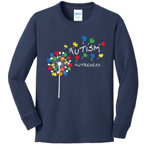 Dandelion Puzzle Piece Cool Autism Awareness Gift Kids Long Sleeve Shirt