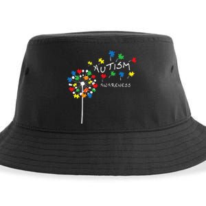 Dandelion Puzzle Piece Cool Autism Awareness Gift Sustainable Bucket Hat