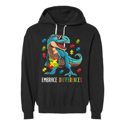Dinosaur Puzzle Piece Autism Awareness For Boy Garment-Dyed Fleece Hoodie