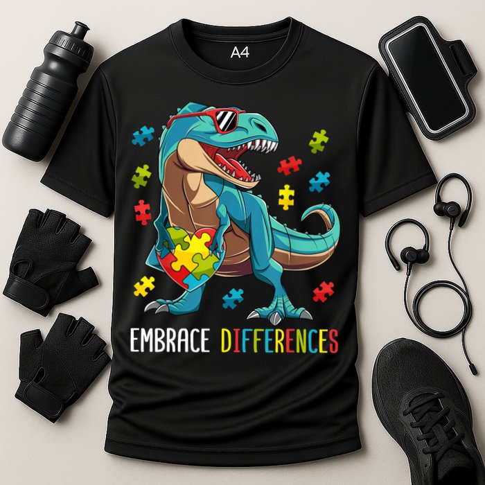 Dinosaur Puzzle Piece Autism Awareness For Boy Cooling Performance Crew T-Shirt
