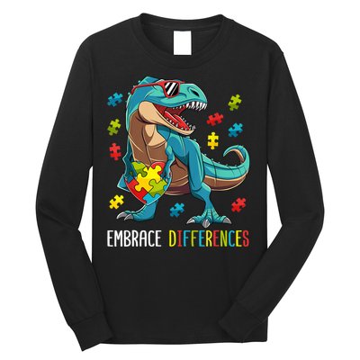 Dinosaur Puzzle Piece Autism Awareness For Boy Long Sleeve Shirt