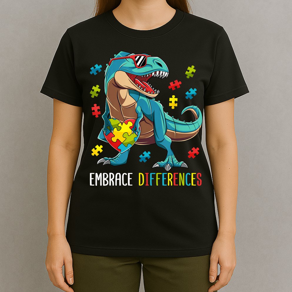 Dinosaur Puzzle Piece Autism Awareness For Boy T-Shirt