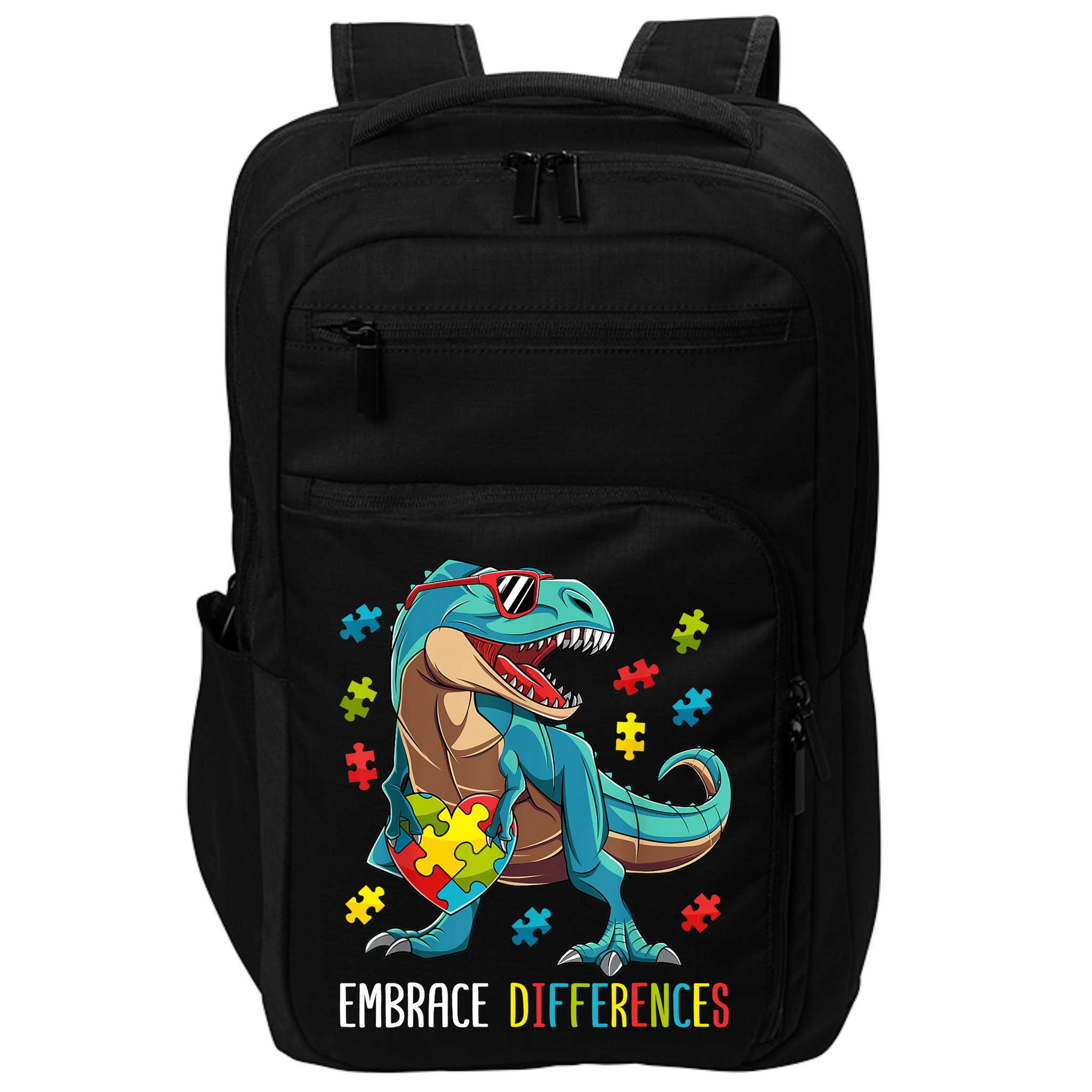 Dinosaur Puzzle Piece Autism Awareness For Boy Impact Tech Backpack