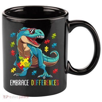 Dinosaur Puzzle Piece Autism Awareness For Boy 11oz C Handle Ceramic Mug
