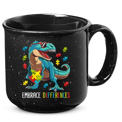 Dinosaur Puzzle Piece Autism Awareness For Boy 15oz Campfire Ceramic Mug