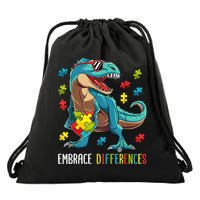 Dinosaur Puzzle Piece Autism Awareness For Boy Drawstring Bag