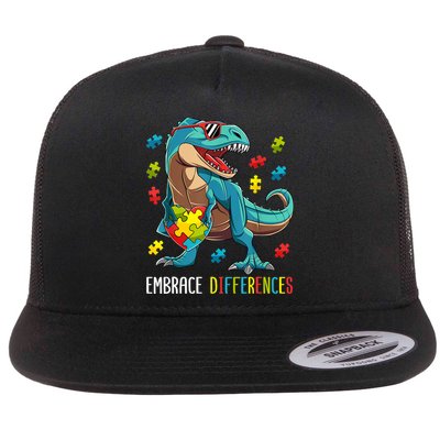 Dinosaur Puzzle Piece Autism Awareness For Boy Flatbill Hat