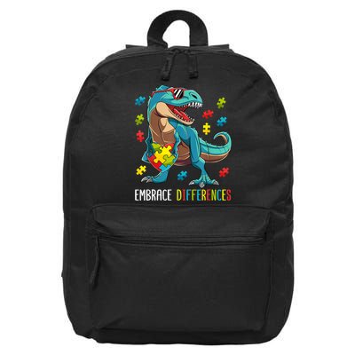 Dinosaur Puzzle Piece Autism Awareness For Boy 16 in Basic Backpack