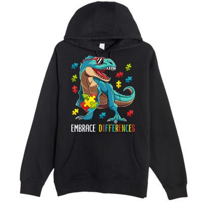 Dinosaur Puzzle Piece Autism Awareness For Boy Premium Pullover Hoodie
