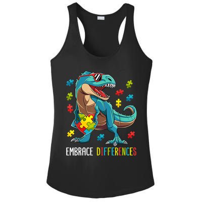 Dinosaur Puzzle Piece Autism Awareness For Boy Ladies PosiCharge Competitor Racerback Tank