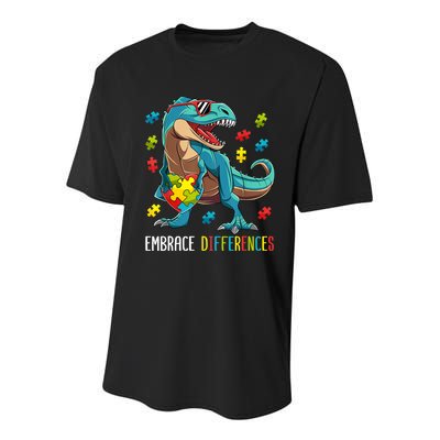 Dinosaur Puzzle Piece Autism Awareness For Boy Youth Performance Sprint T-Shirt