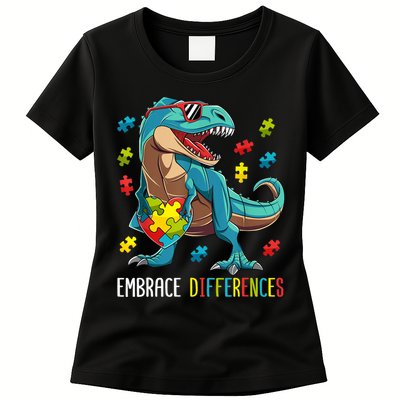 Dinosaur Puzzle Piece Autism Awareness For Boy Womens T-Shirt
