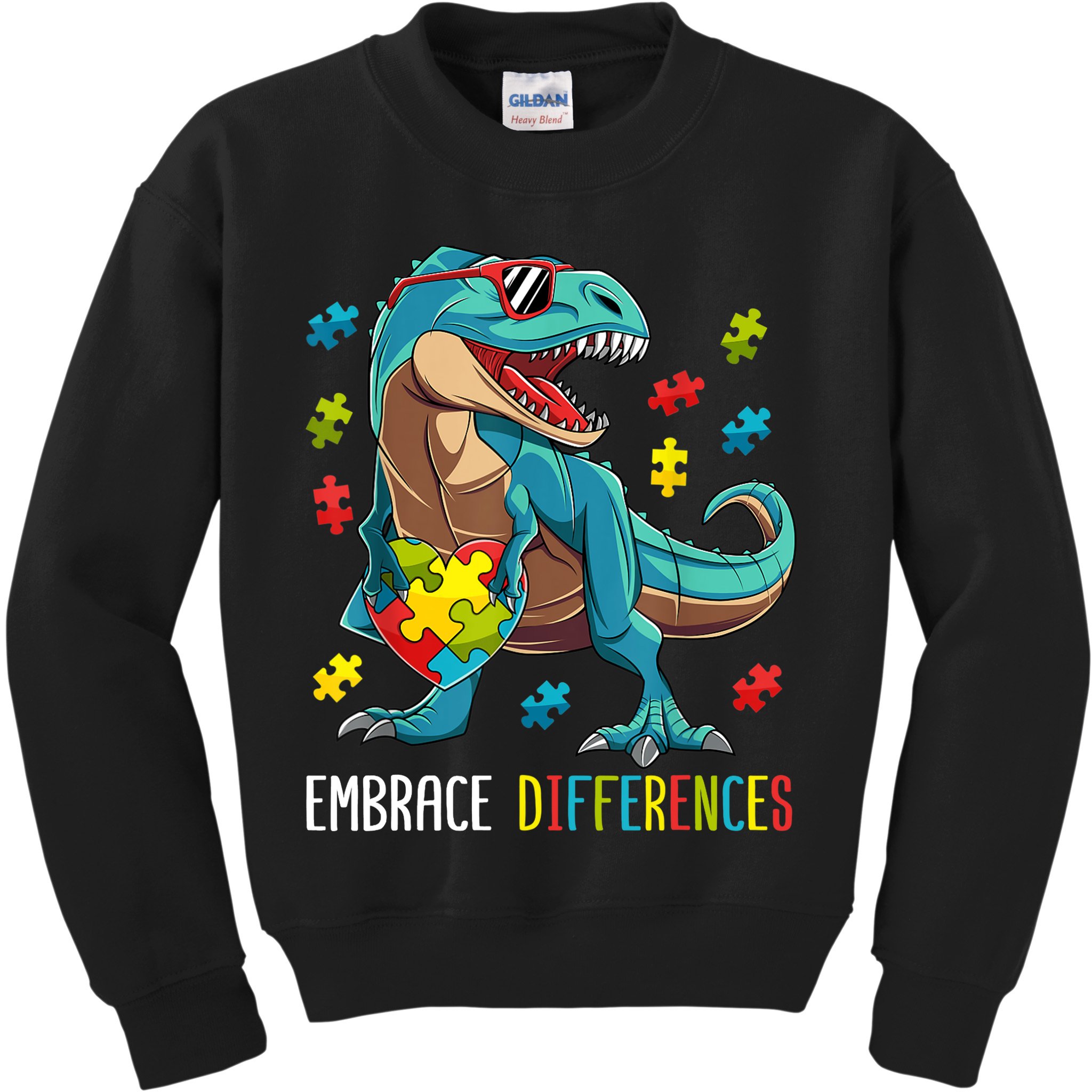 Dinosaur Puzzle Piece Autism Awareness For Boy Kids Sweatshirt