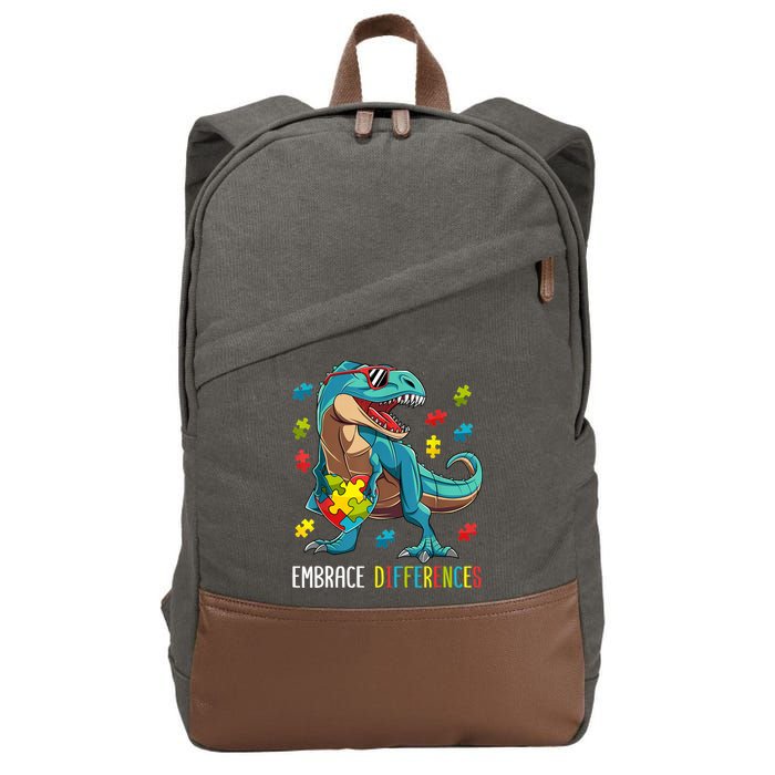 Dinosaur Puzzle Piece Autism Awareness For Boy Cotton Canvas Backpack