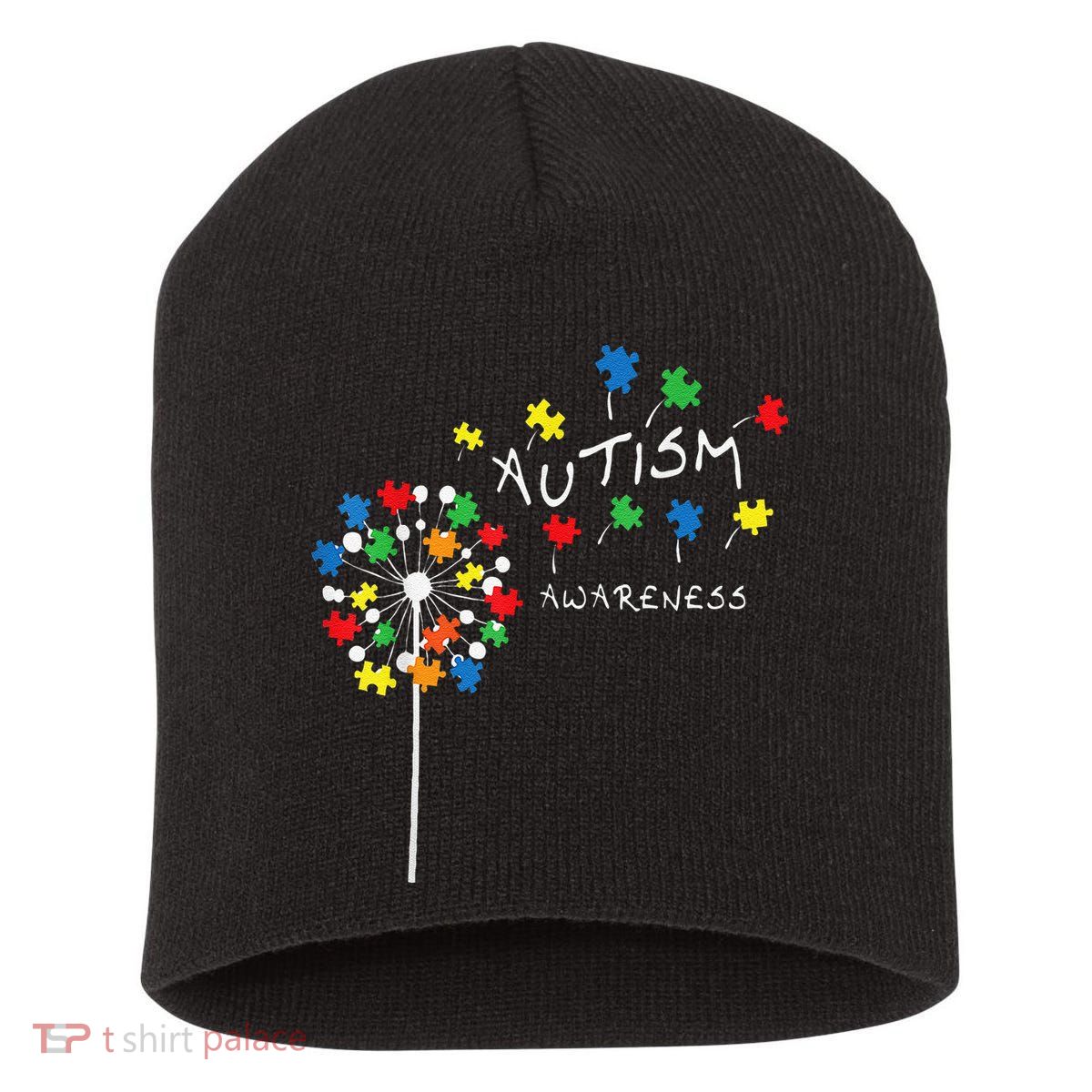 Dandelion Puzzle Piece Cool Autism Awareness Gift Short Acrylic Beanie