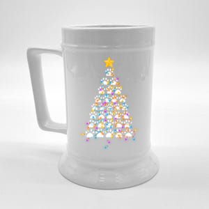 Dog Paw Print Puppy Christmas Tree Lights Cool XMas Dogs Cool Gift Beer Stein