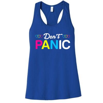 Dont Panic Pansexual Pride Pun Lgbt Rights Humor Art Designe Cool Gift Women's Racerback Tank