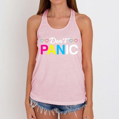 Dont Panic Pansexual Pride Pun Lgbt Rights Humor Art Designe Cool Gift Women's Knotted Racerback Tank